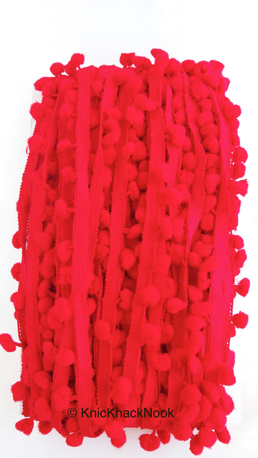 Red Pom Pom Fringe Trim, Pompom Trimming, Tassels